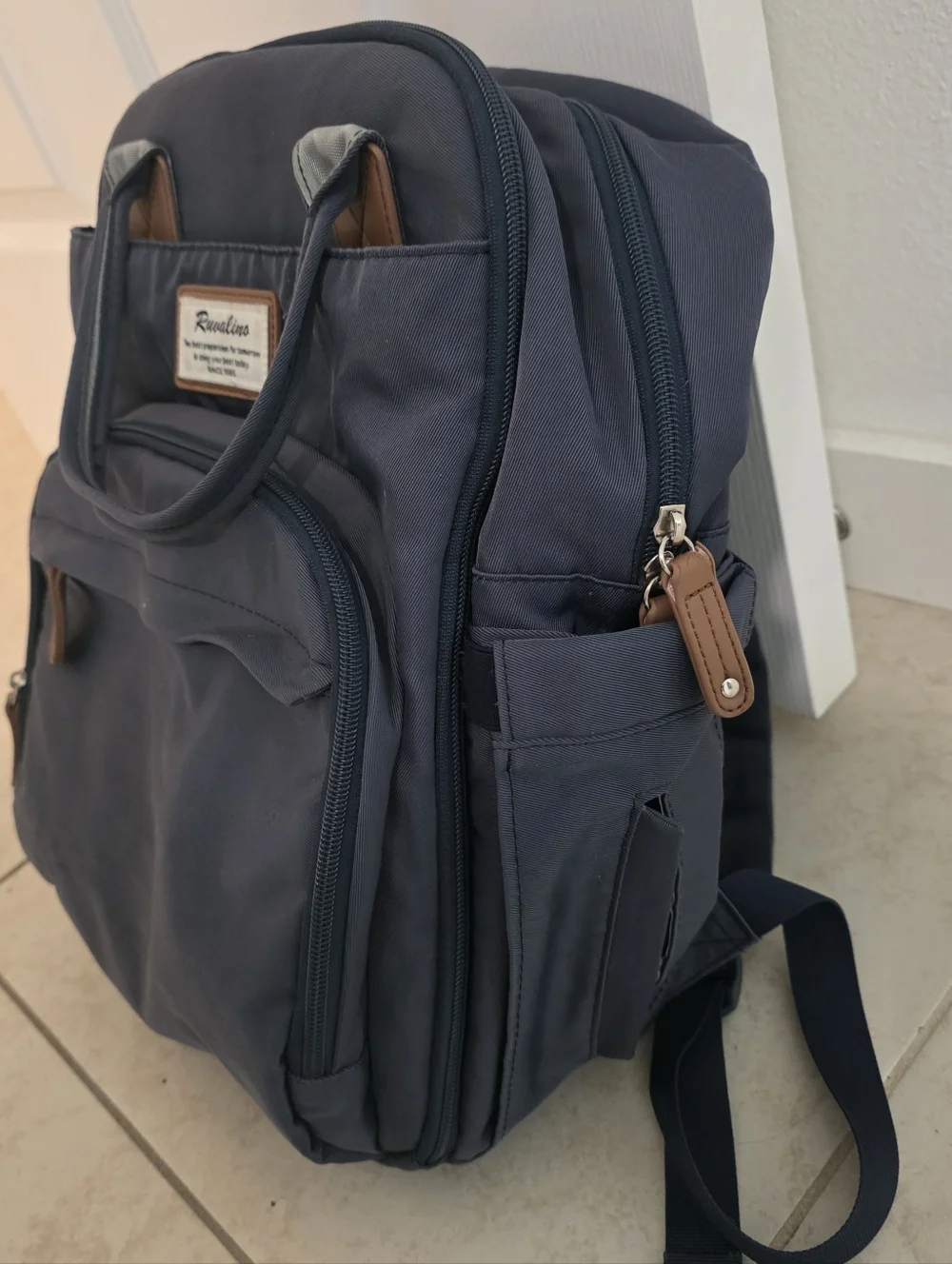 Ruvalino Diaper Bag Backpack Navy Blue Multi-Pocket Baby Bag Travel Organizer